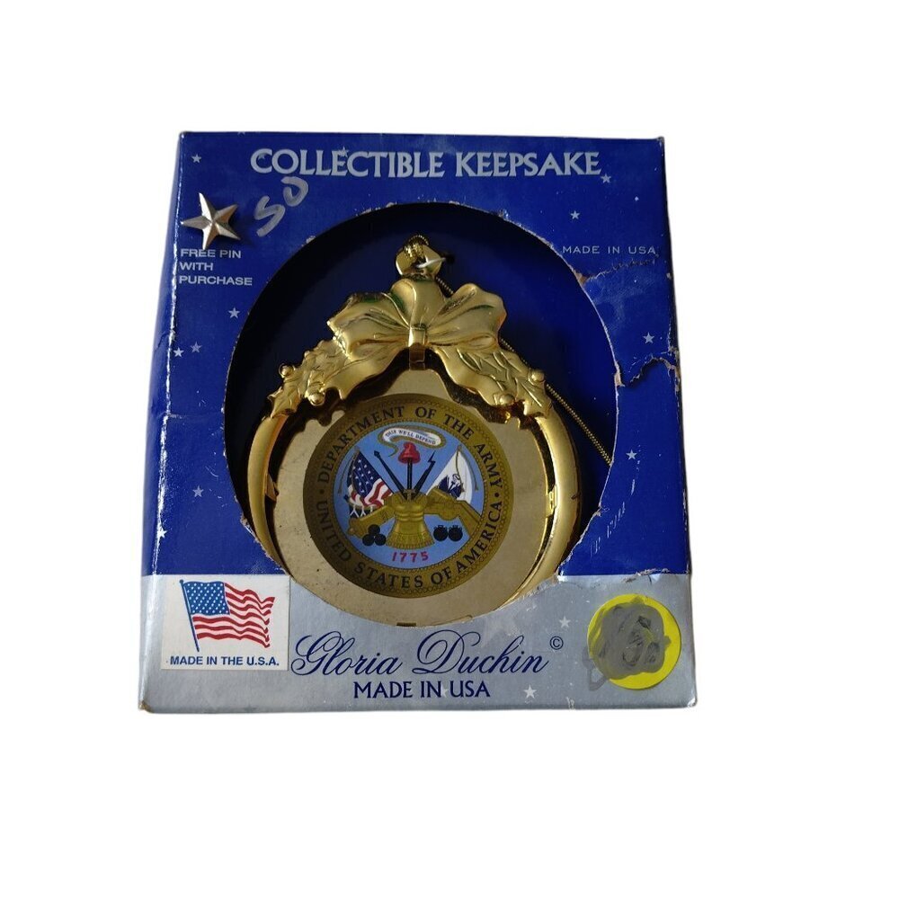 Gloria Duchin United States Army Christmas ORNAMENT Gold Brass 2004 USA CB1 - Picture 1 of 5